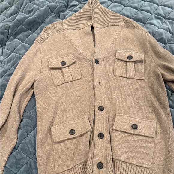 Banana Republic “Grand Pa” Men’s Shawl-Collar Cardigan Sweater • Medium • Taupe - Picture 1 of 9